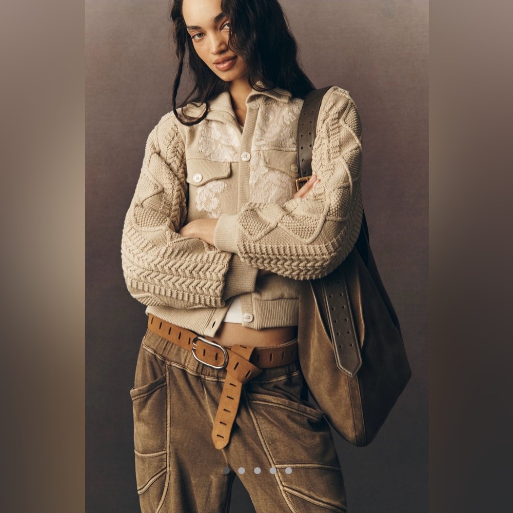 Anthropologie Sweater Knit Trim Jacket